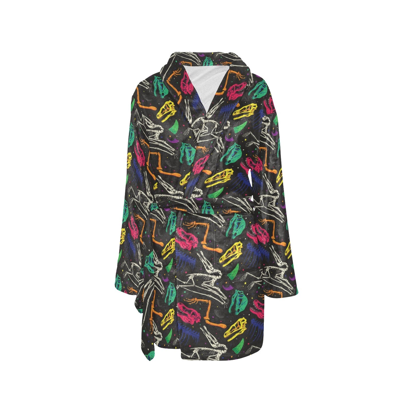 Dinosaur Skull Color Print Pattern Women's Fleece Robe