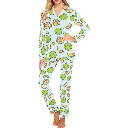 Cantaloupe Pattern Print Design 02 Women's Long Pajama Set