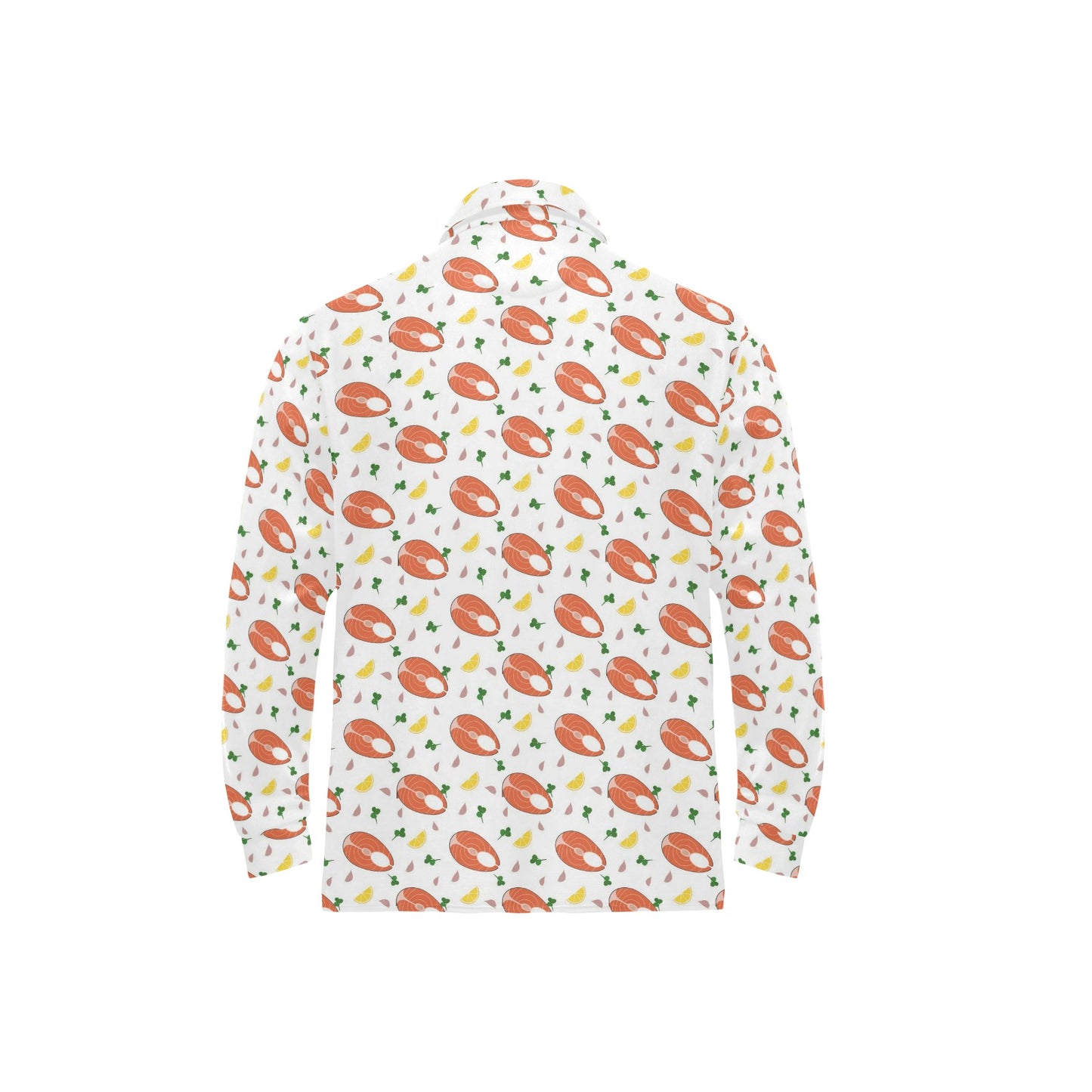 Salmon Steak Print Design LKS303 Long Sleeve Polo Shirt For Men's