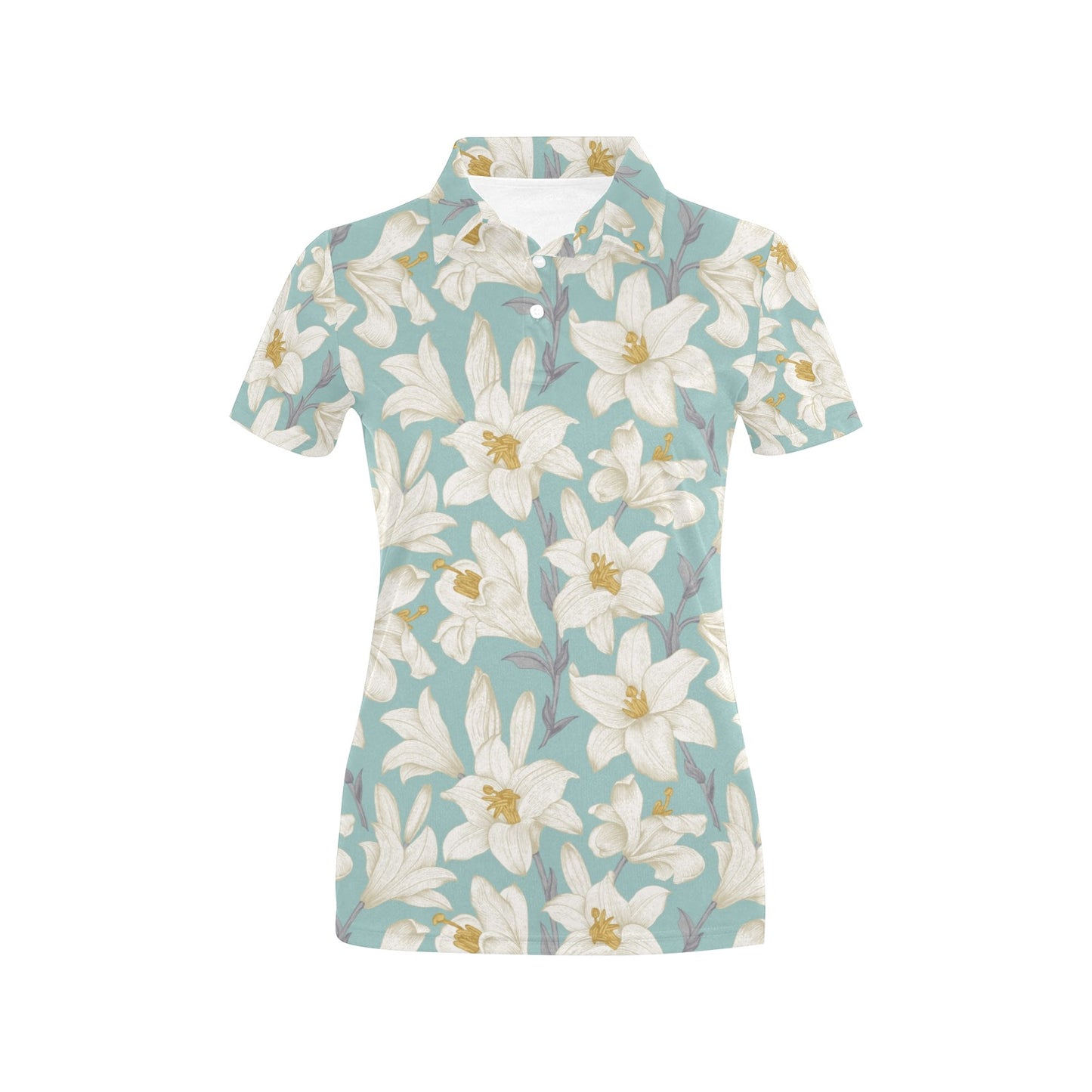 Lily Pattern Print Design 02 Women's Polo Shirt