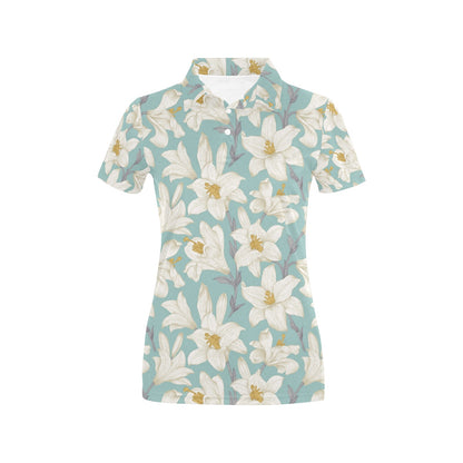 Lily Pattern Print Design 02 Women's Polo Shirt