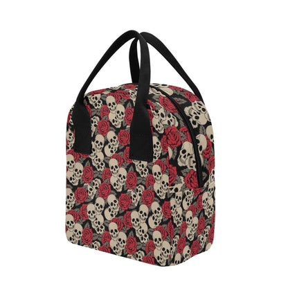 Skull And Roses Print Design LKS301 Insulated Lunch Bag