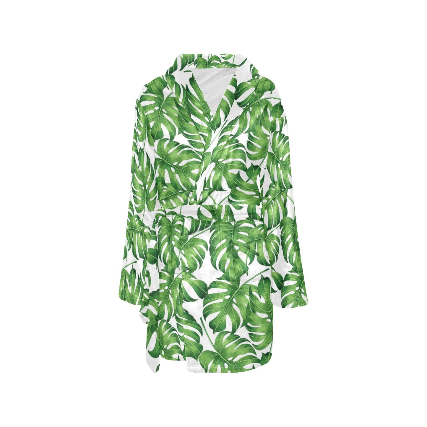 Palm Leaves Pattern Print Design PL08 Women's Fleece Robe