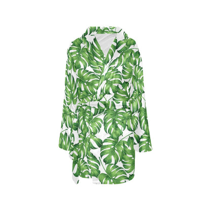 Palm Leaves Pattern Print Design PL08 Women's Fleece Robe