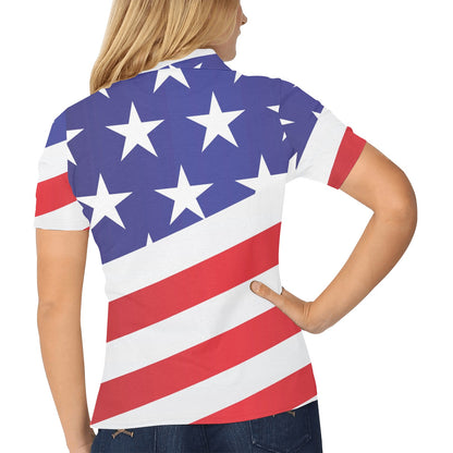 American flag Print Women's Polo Shirt