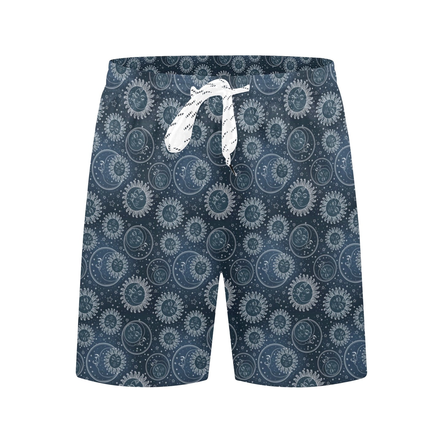 Sun Moon Tattoo Design Themed Print Men's Swim Trunks Beach Shorts
