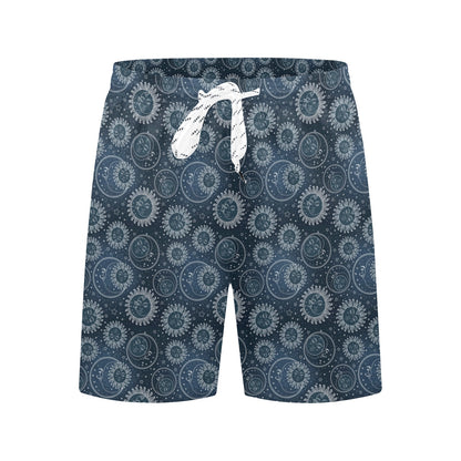 Sun Moon Tattoo Design Themed Print Men's Swim Trunks Beach Shorts