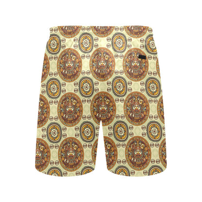 Calendar Aztec Themed Print Pattern Men's Swim Trunks Beach Shorts