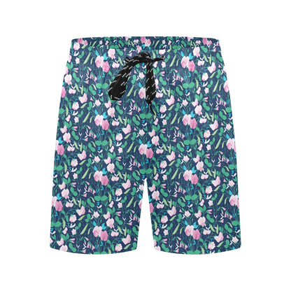 Sweet Pea Print Design LKS303 Men's Swim Trunks Beach Shorts