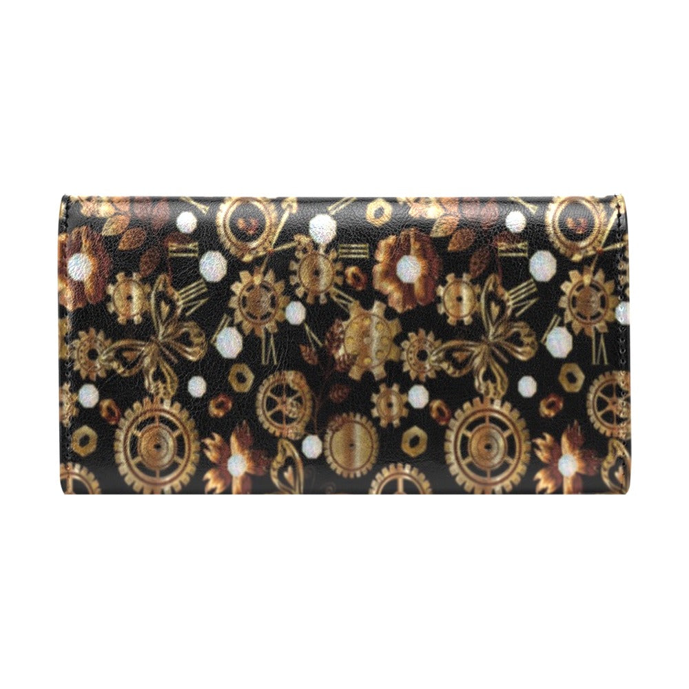 Steampunk Butterfly Design Themed Print Women's Trifold Wallet