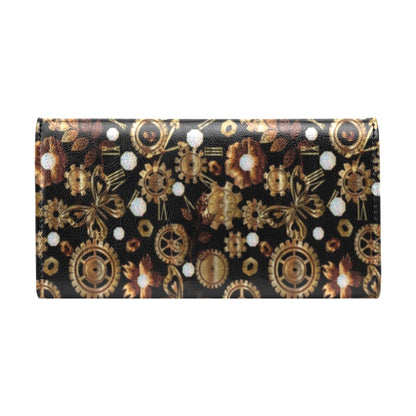 Steampunk Butterfly Design Themed Print Women's Trifold Wallet