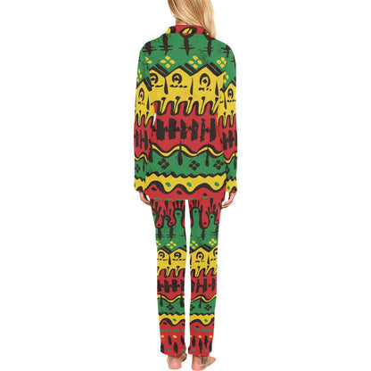 Rasta Pattern Print Design A01 Women's Long Pajama Set