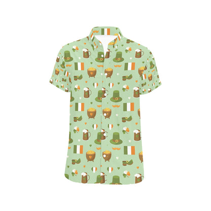St Patricks Day Print Design LKS302 Men Short Sleeve Button Up Shirt