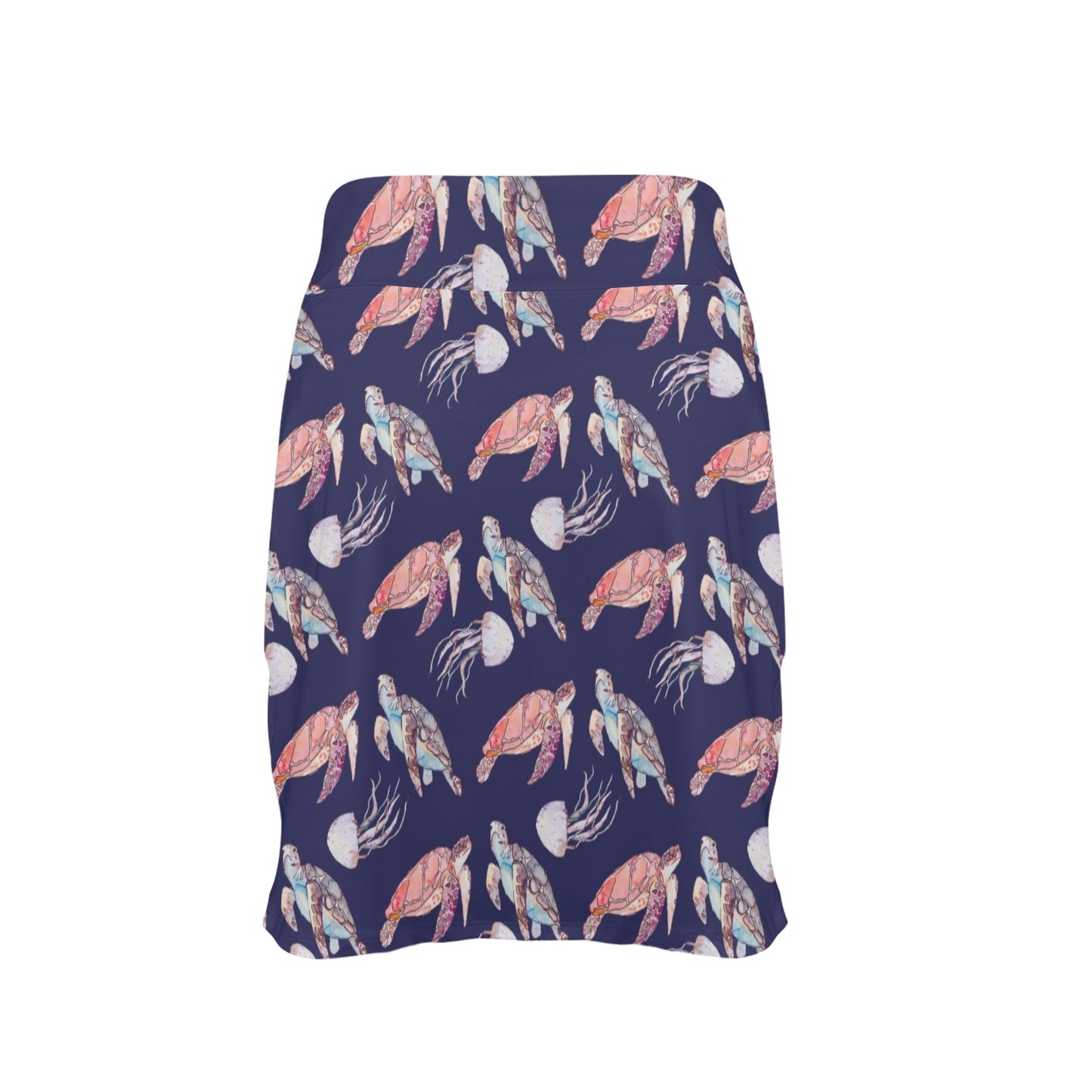 Sea Turtle With Jelly Fish Print Design LKS301 17" Golf & Pickleball Skort with Pockets