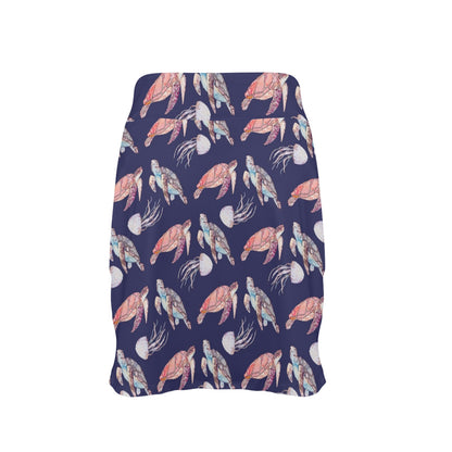 Sea Turtle With Jelly Fish Print Design LKS301 17" Golf & Pickleball Skort with Pockets