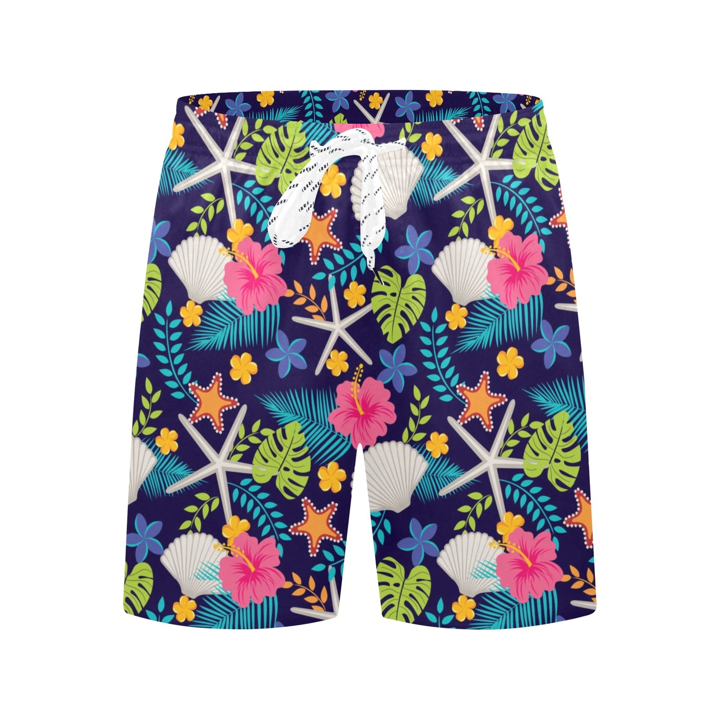 Beach Seashell Floral Theme Men's Swim Trunks Beach Shorts