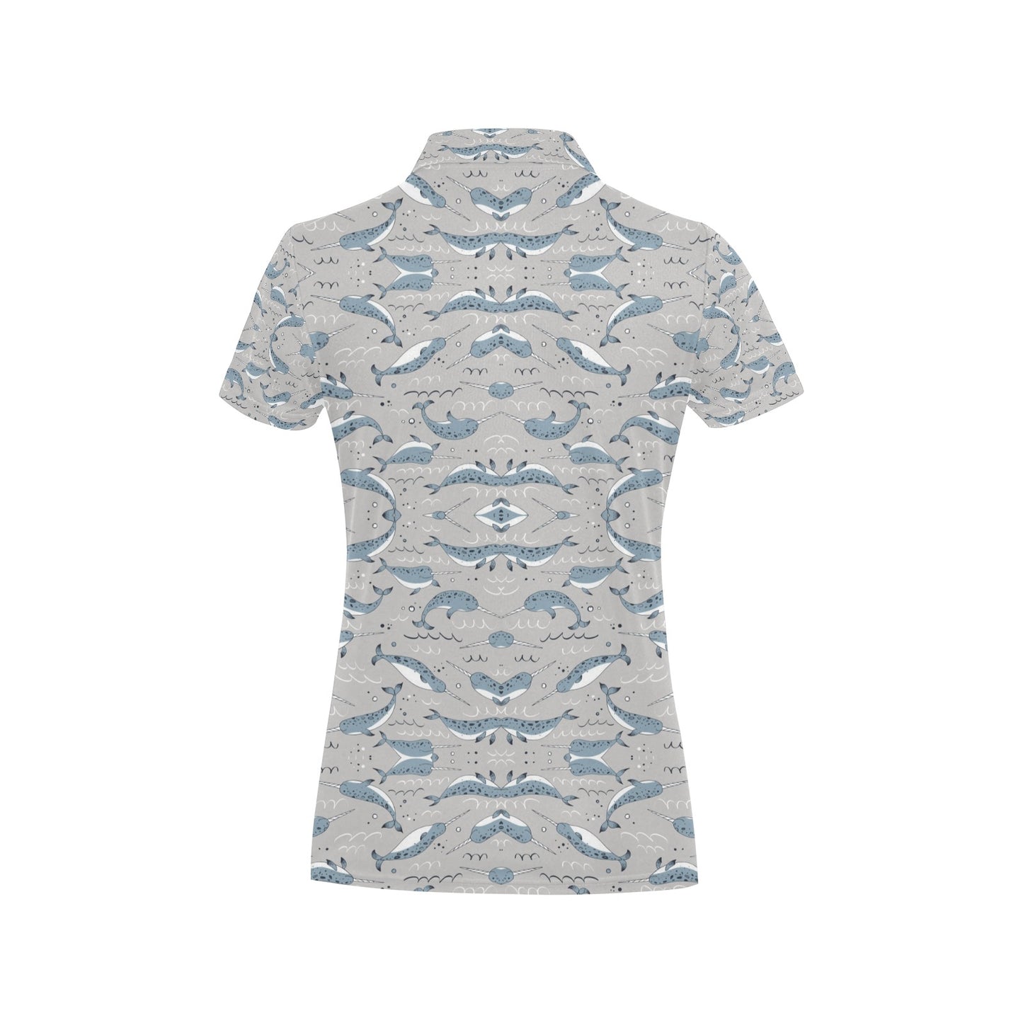 Narwhal Pattern Print Women's Polo Shirt