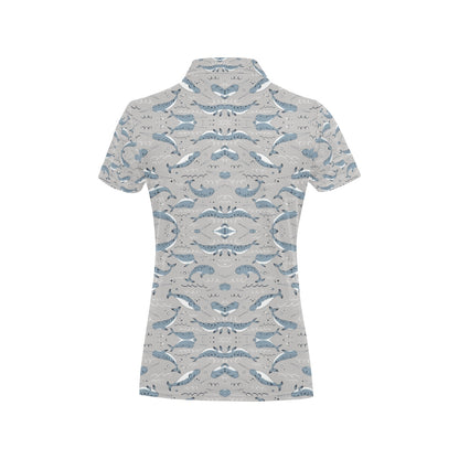Narwhal Pattern Print Women's Polo Shirt