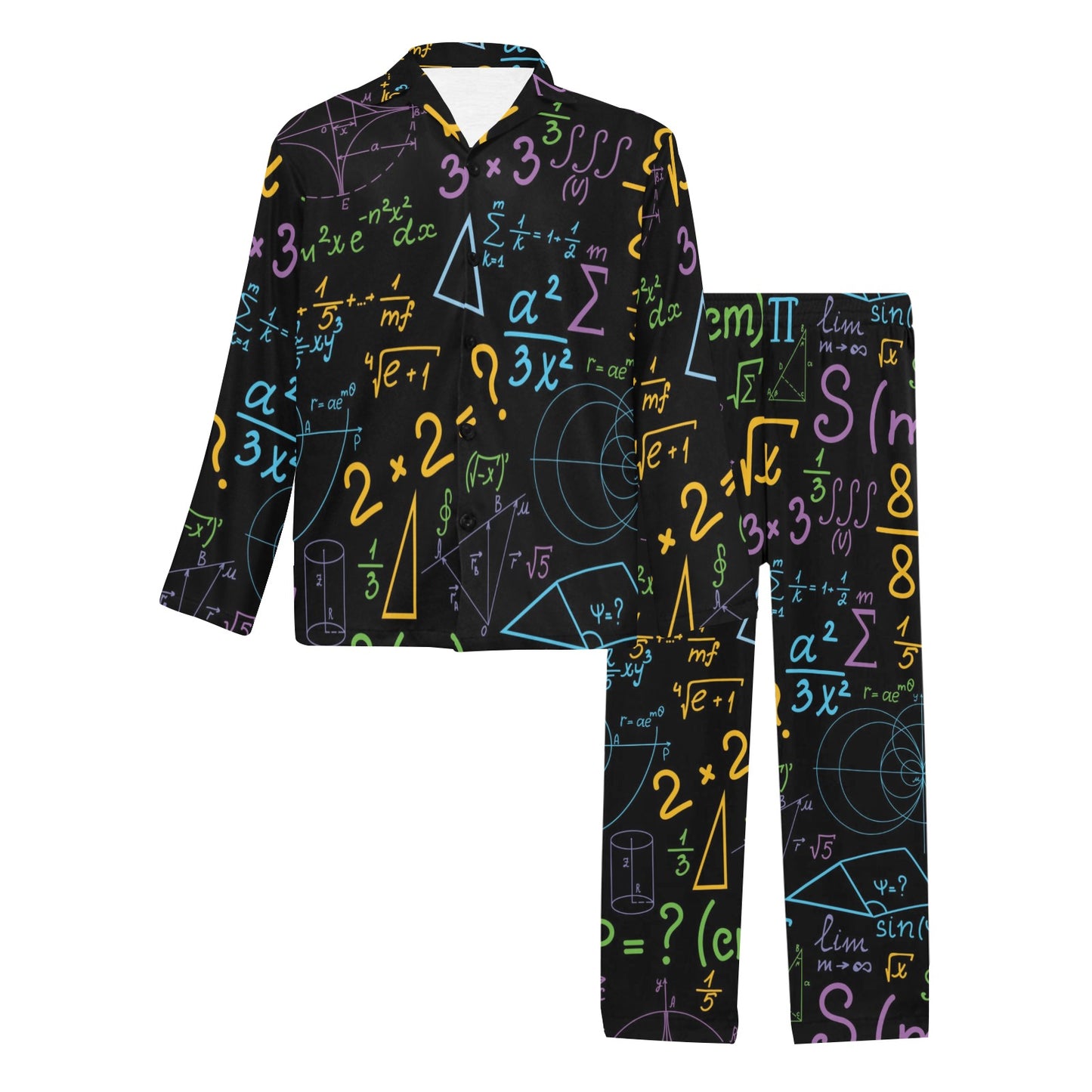 Math Pattern Print Design 03 Men's Long Pajama Set