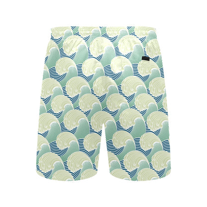 Wave Japan Style Print Design LKS302 Men's Swim Trunks Beach Shorts