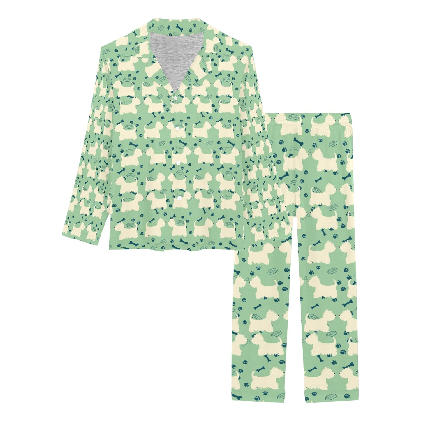 Scottish Terriers Print Design LKS302 Women's Long Pajama Set
