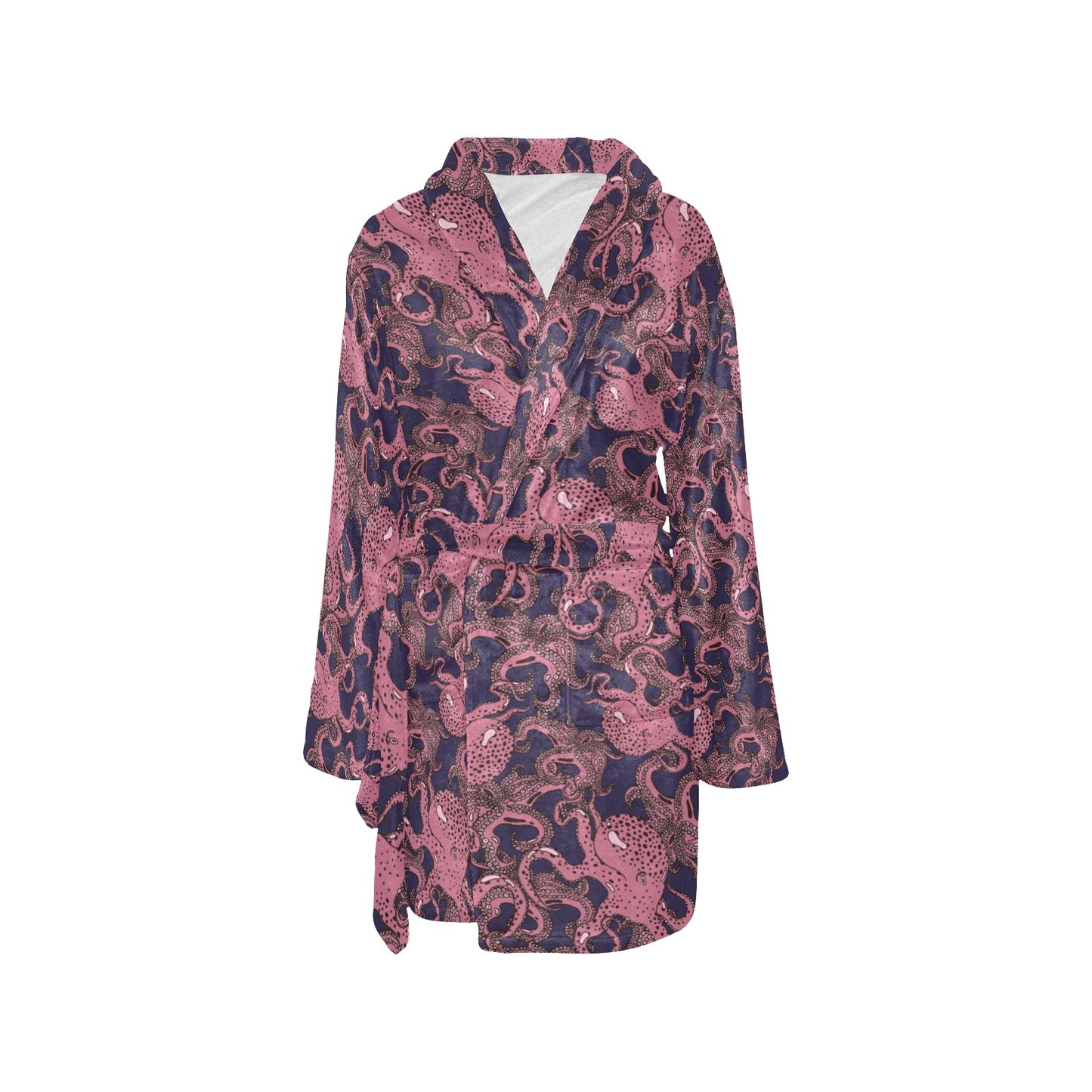 Octopus Pattern Print Design A03 Women's Fleece Robe