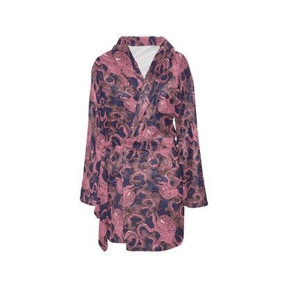 Octopus Pattern Print Design A03 Women's Fleece Robe