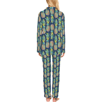 Pineapple Color Art Women's Long Pajama Set