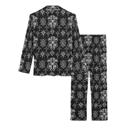 Cross Pattern Print Design 04 Women's Long Pajama Set