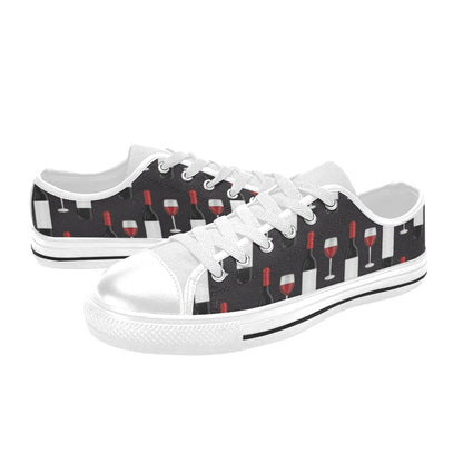 Wine Print Design LKS309 Women's White Low Top Shoes