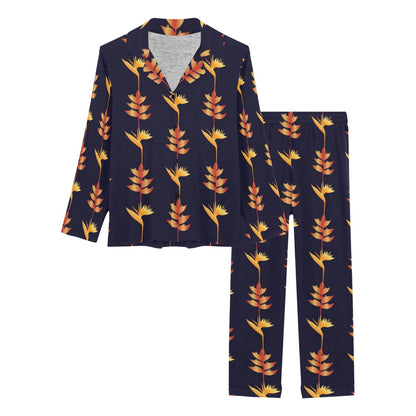 Heliconia Pattern Print Design HL06 Women's Long Pajama Set