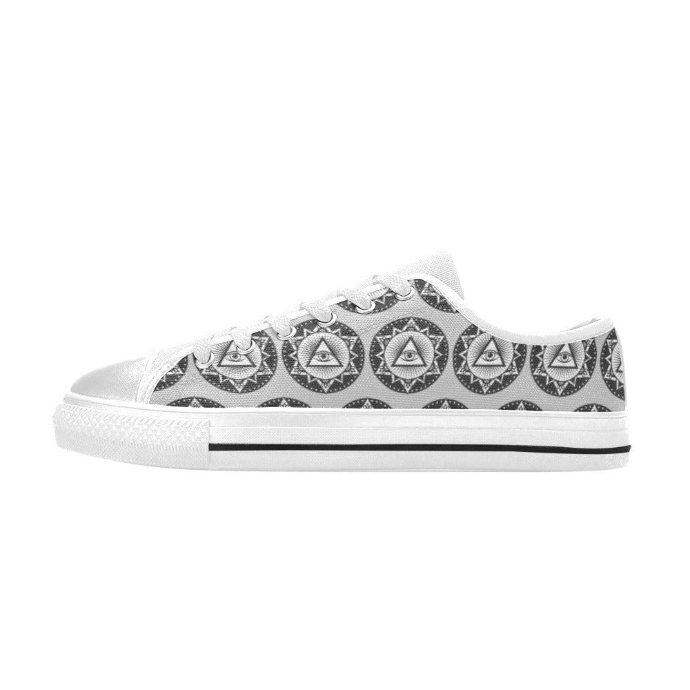 Third Eye Print Design LKS301 Women's White Low Top Shoes