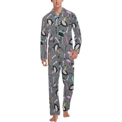 Ostrich Pattern Print Design 01 Men's Long Pajama Set