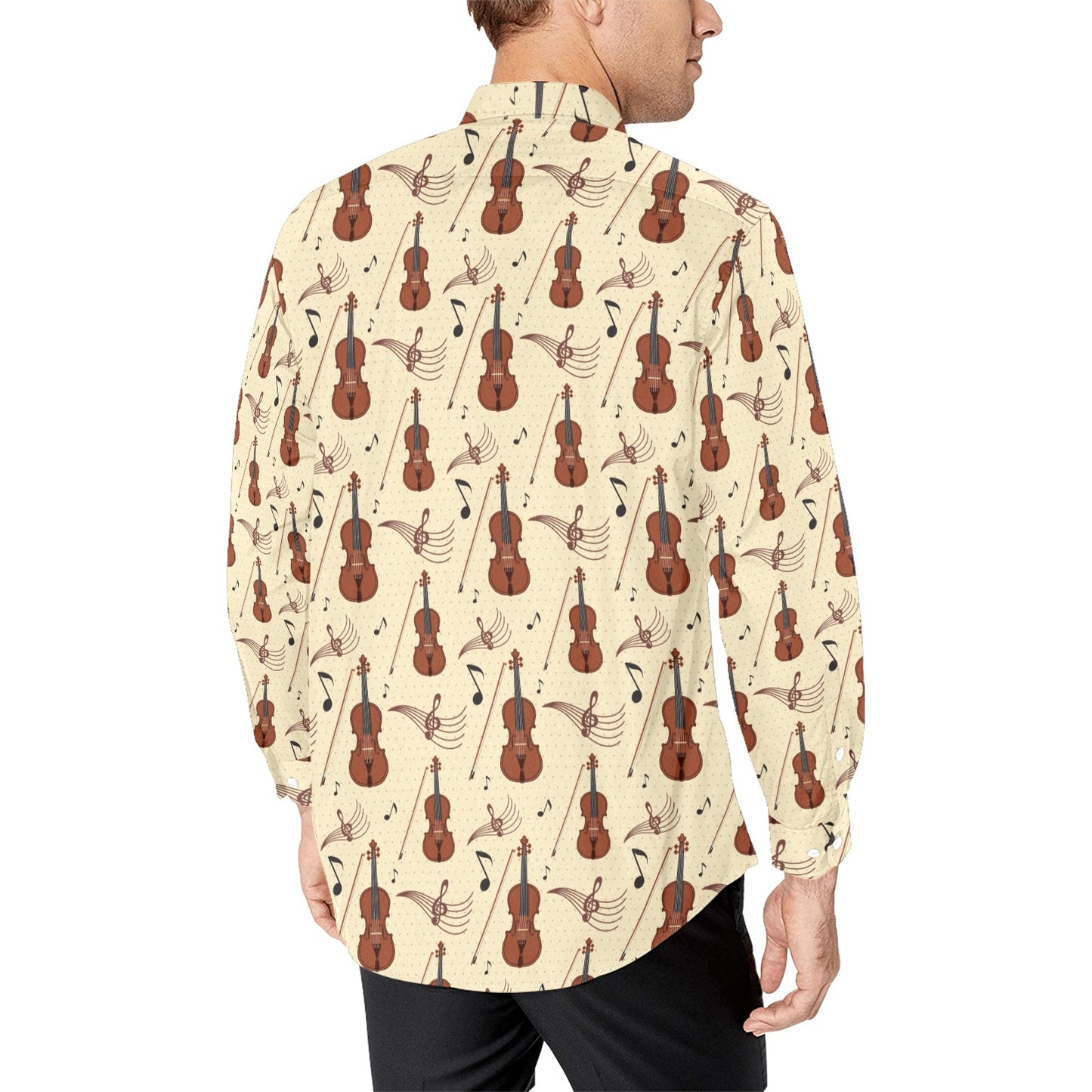 Cello Print Design LKS402 Men's Long Sleeve Dress Shirt