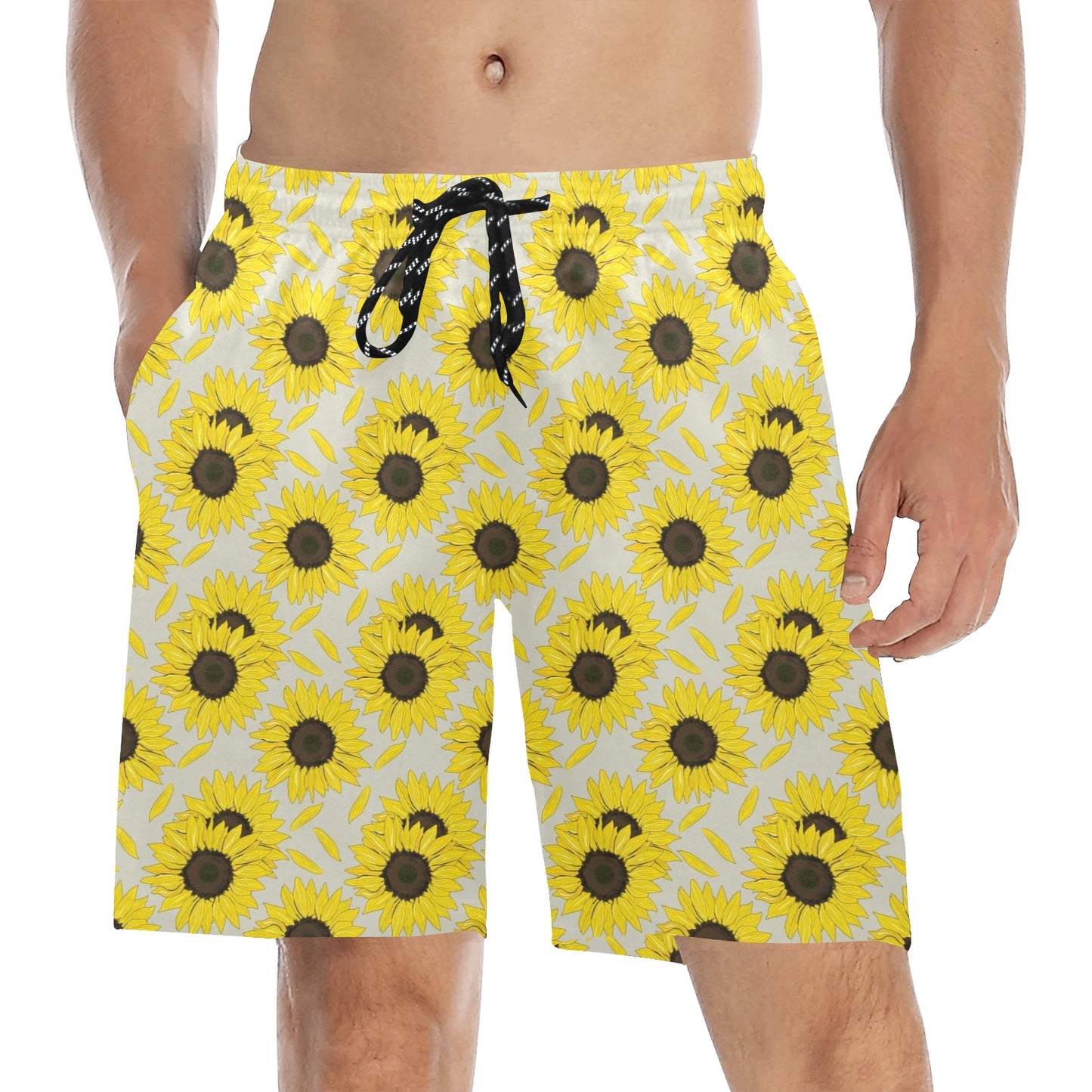 Sunflower Print Design LKS309 Men's Swim Trunks Beach Shorts