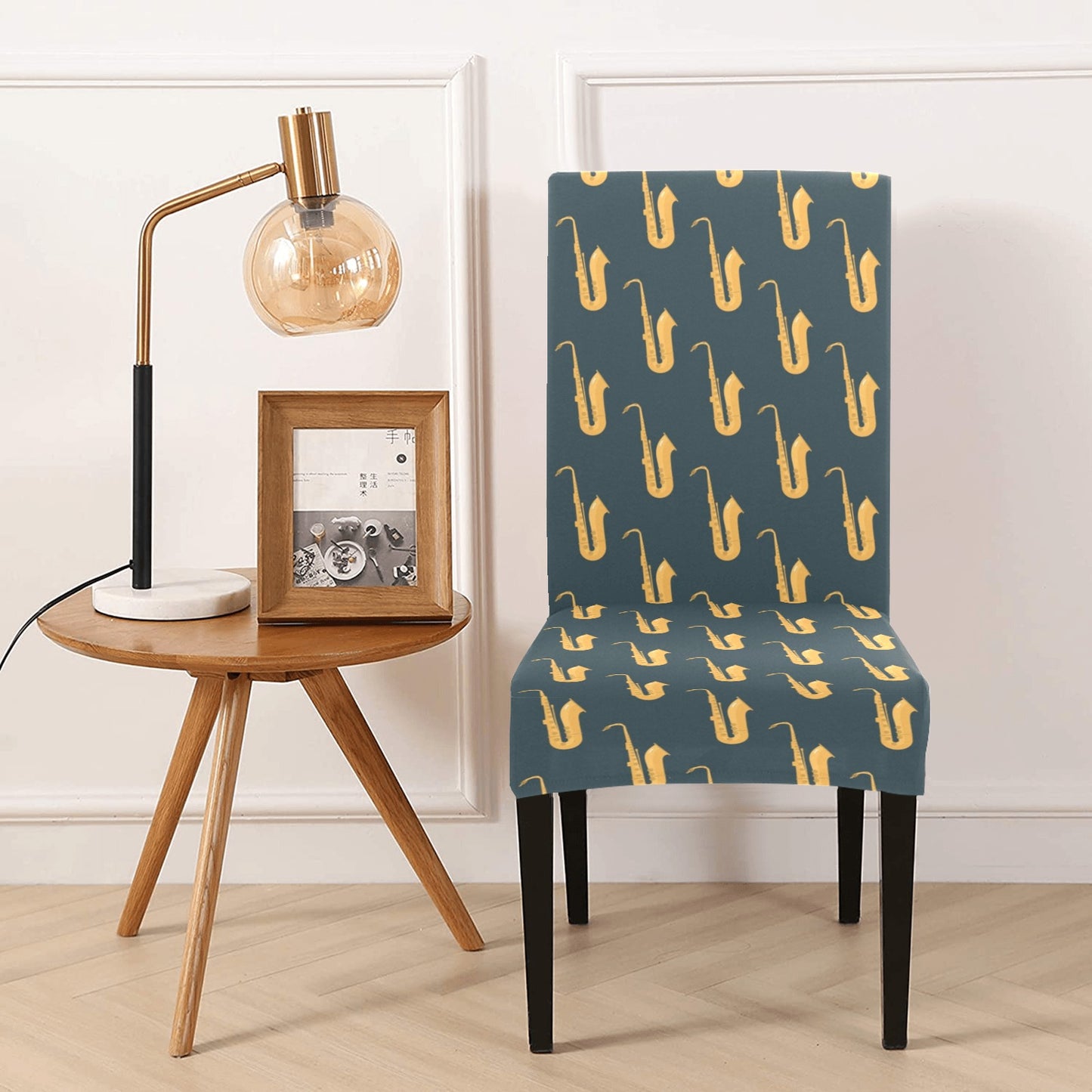 Saxophone Print Design LKS401 Dining Chair Slipcover