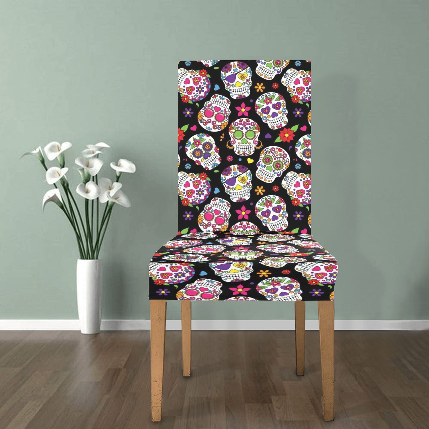 Sugar Skull Print Design LKS302 Dining Chair Slipcover