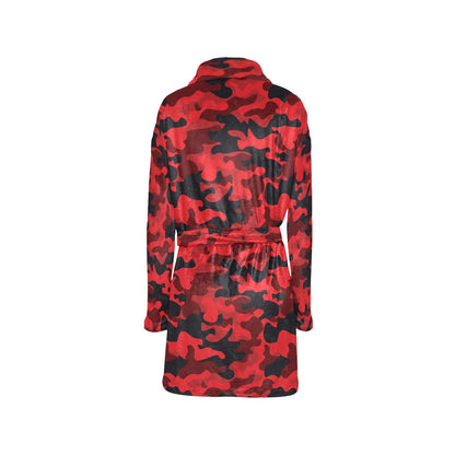Camo Red Pattern Print Design 03 Women's Fleece Robe