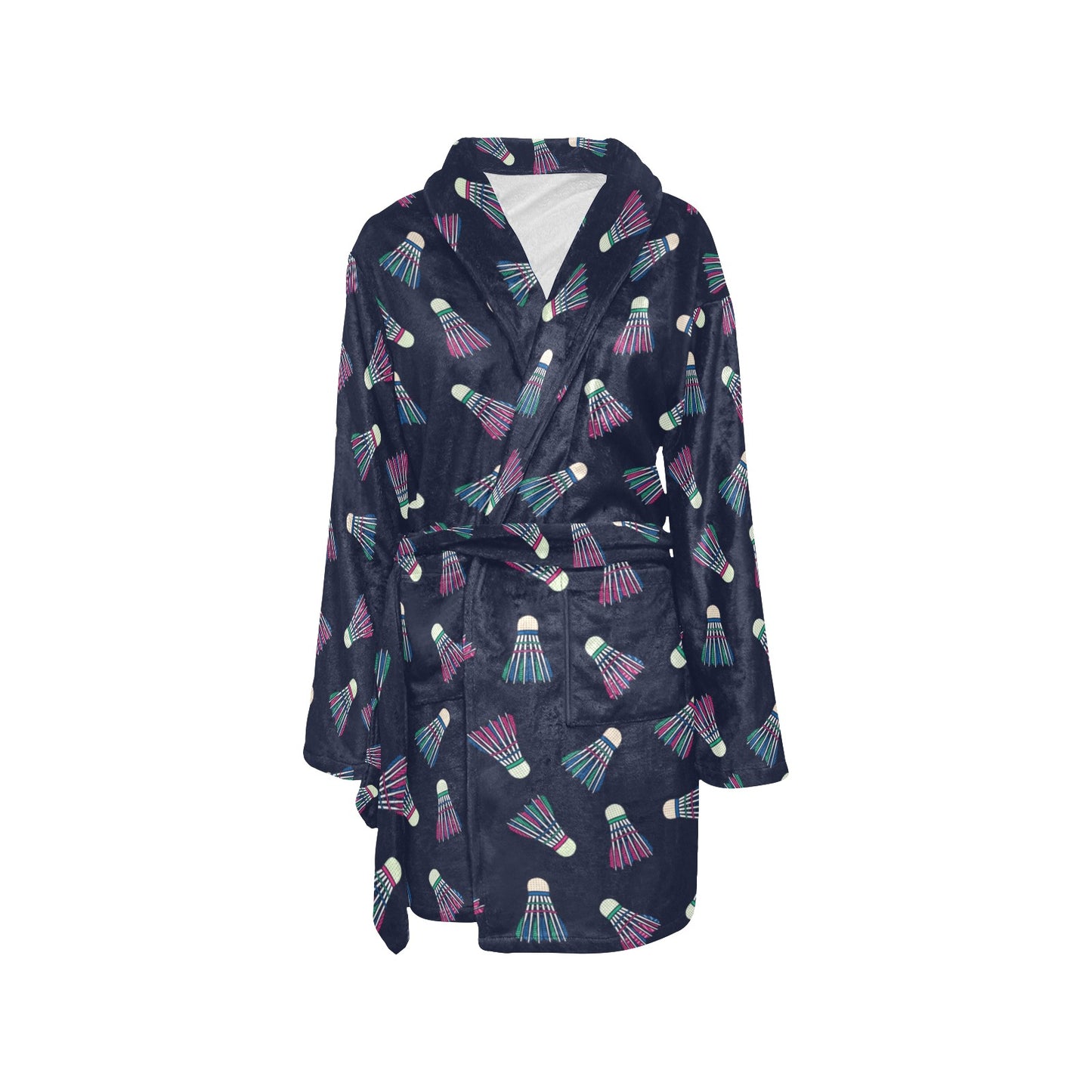 Badminton Ball Pattern Print Design 02 Women's Fleece Robe