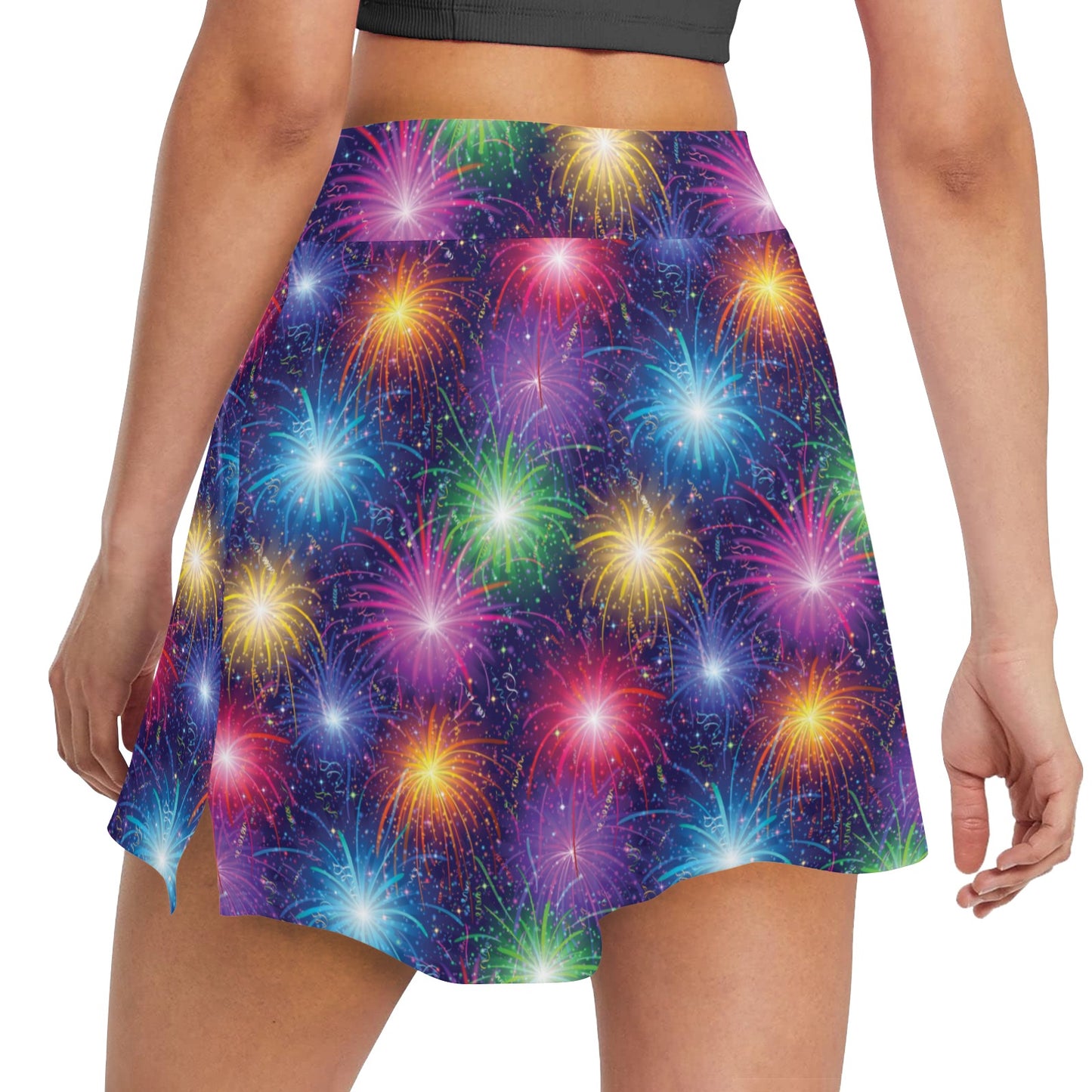 Firework Colorful Print Design LKS301 17" Golf & Pickleball Skort with Pockets