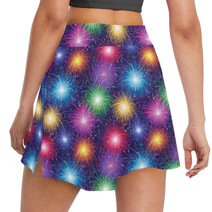 Firework Colorful Print Design LKS301 17" Golf & Pickleball Skort with Pockets