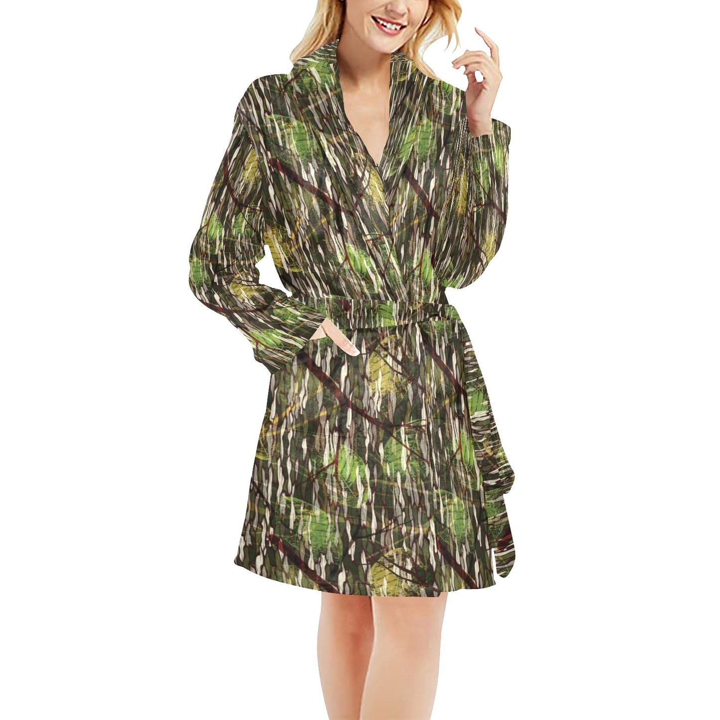 Camouflage Realtree Pattern Print Design 02 Women's Fleece Robe