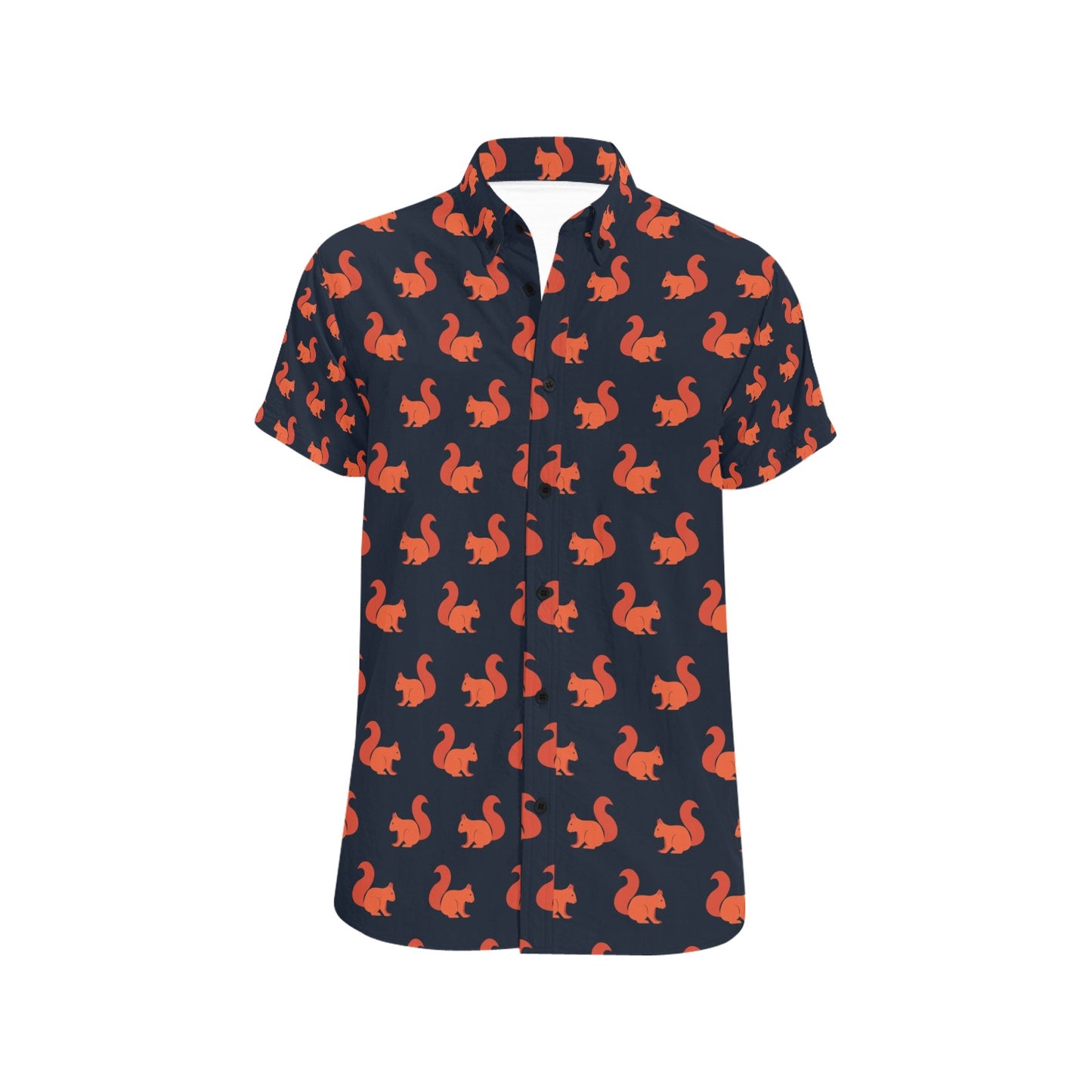 Squirrel Print Design LKS306 Men Short Sleeve Button Up Shirt