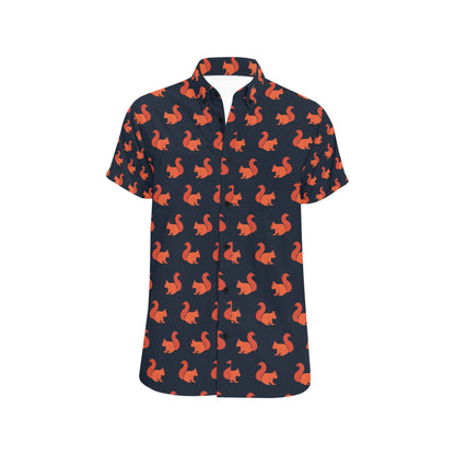 Squirrel Print Design LKS306 Men Short Sleeve Button Up Shirt