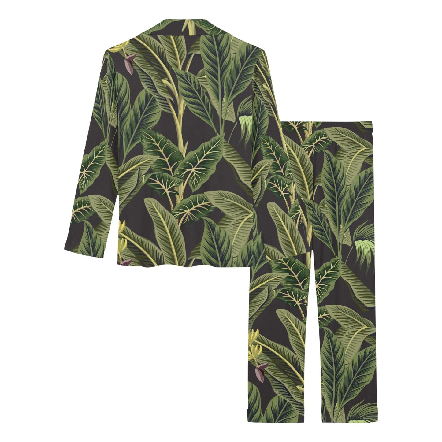 Banana Leaf Pattern Print Design BL04 Women's Long Pajama Set