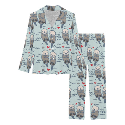 Sea Otter Pattern Print Design 03 Women's Long Pajama Set