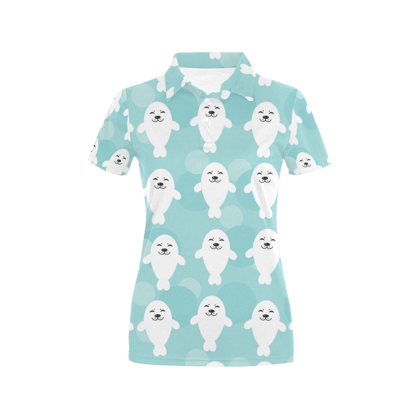 Sea Lion Baby Pattern Print Design 01 Women's Polo Shirt