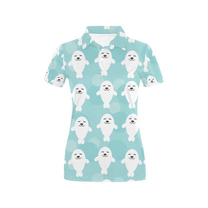 Sea Lion Baby Pattern Print Design 01 Women's Polo Shirt