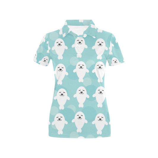 Sea Lion Baby Pattern Print Design 01 Women's Polo Shirt