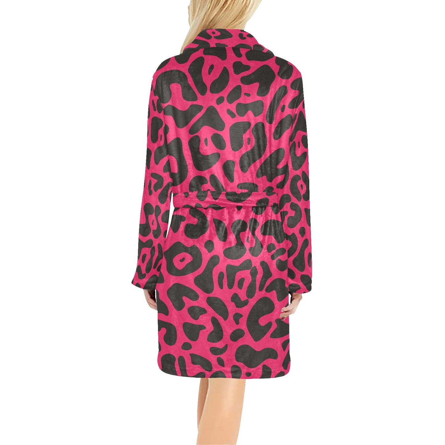 Cheetah Pink Print Pattern Women's Fleece Robe